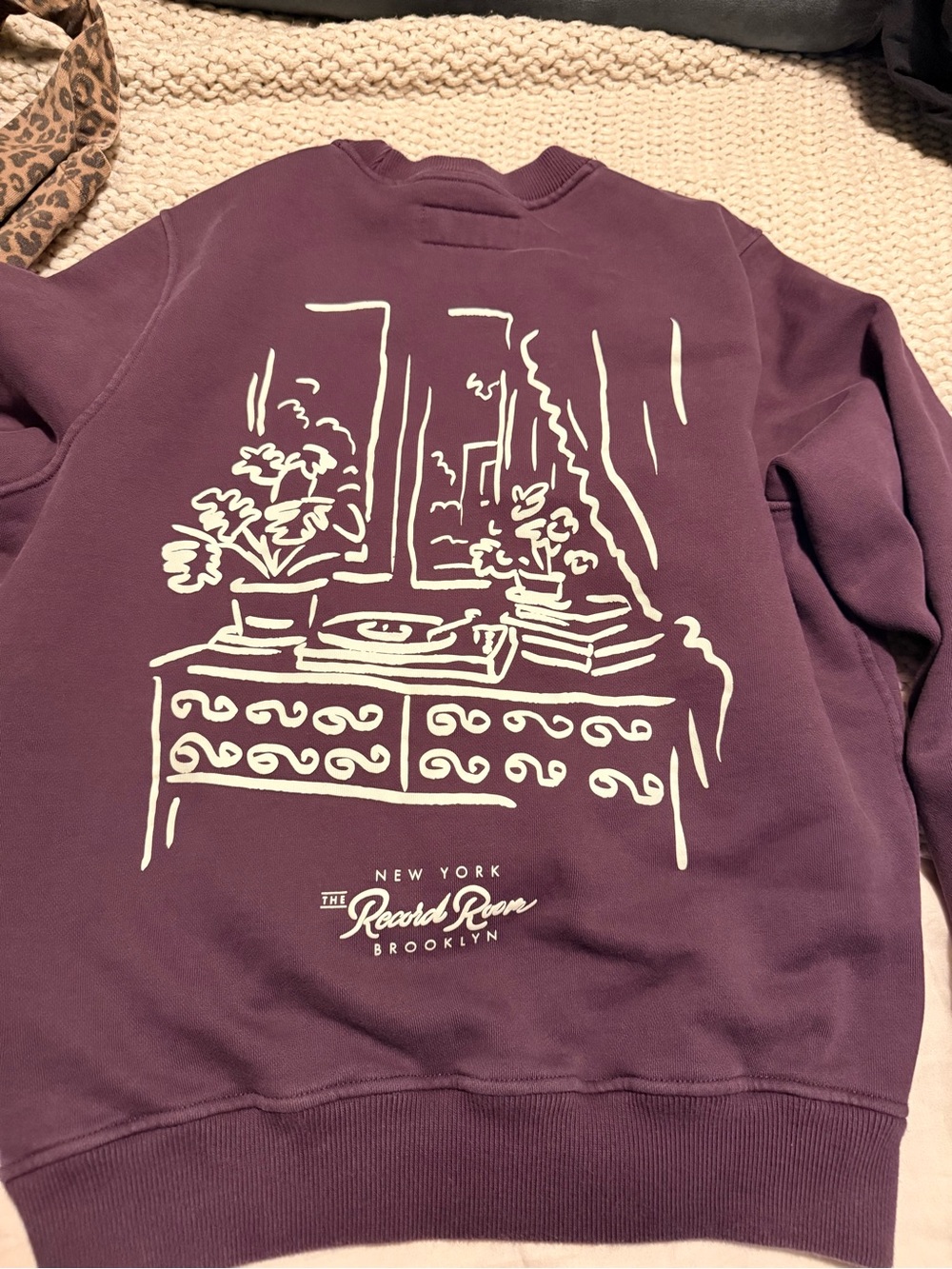 Abercrombie & Fitch Plum Crewneck with Cream Back Graphic- Worn 2x!